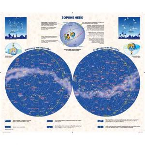 Двобічна карта Зоряне небо+Сонячна система ламінована на планках